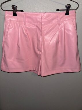 entro Light Pink Faux Leather Shorts